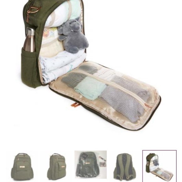 Ju-Ju-Be Be Right Olive Backpack diaper bag with Gold Accents - Picture 11 of 12